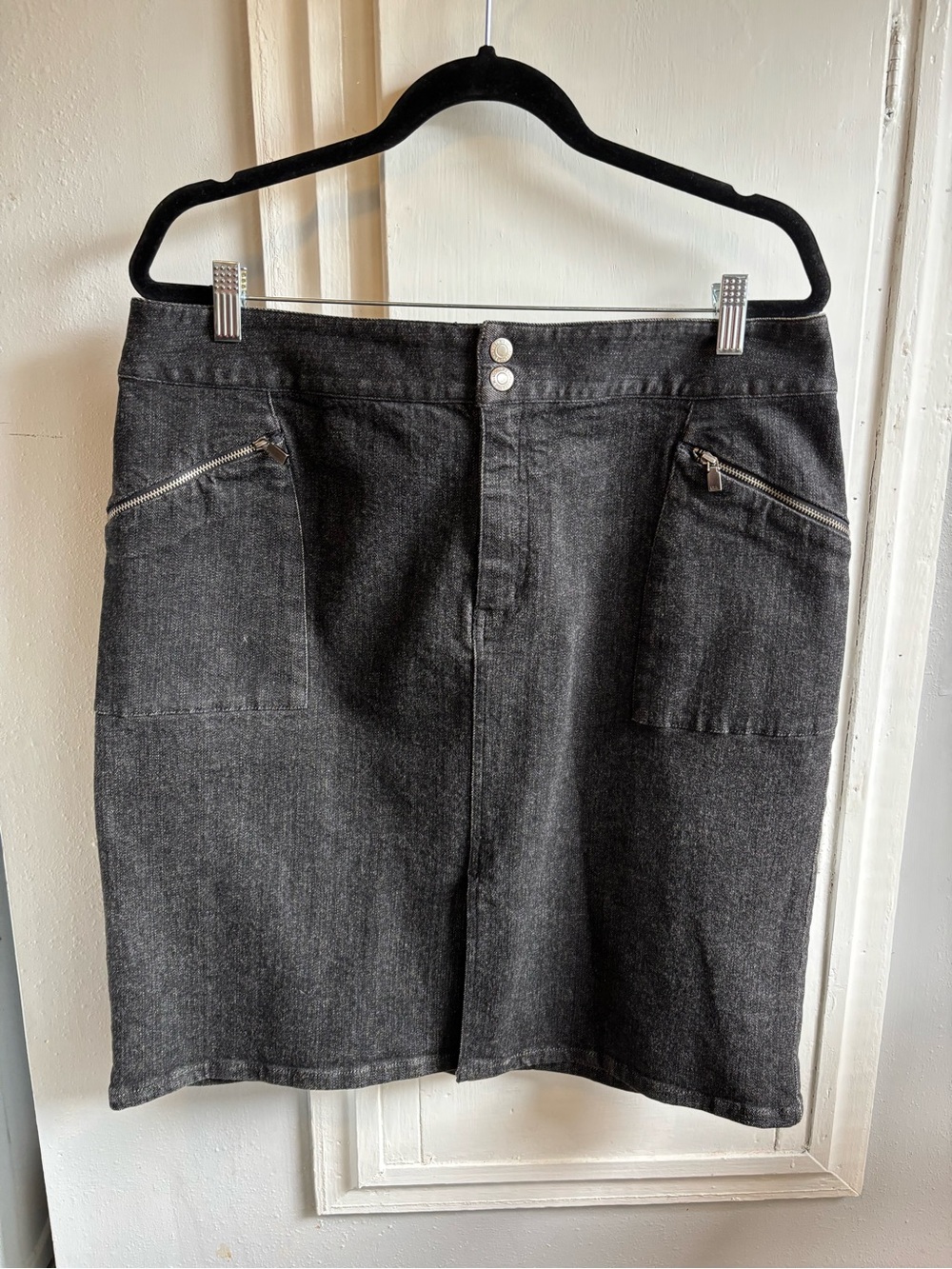Ralph Lauren Charcoal Black Denim Zip-Pocket Mini Skirt